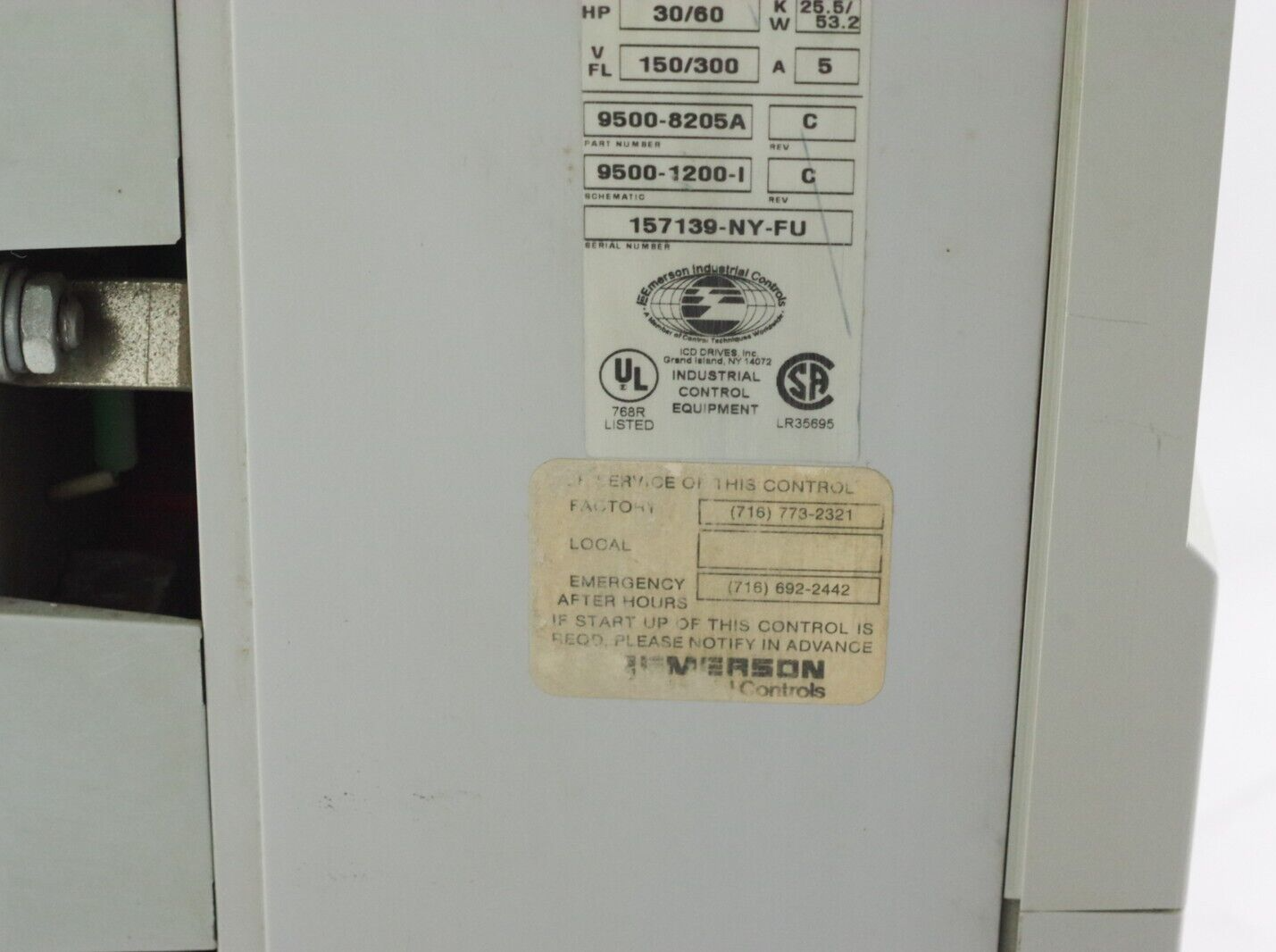Emerson Quantum II Drive 9500-8205A 9500-1200-I 240/480 VAC 240/500 95008205A DC