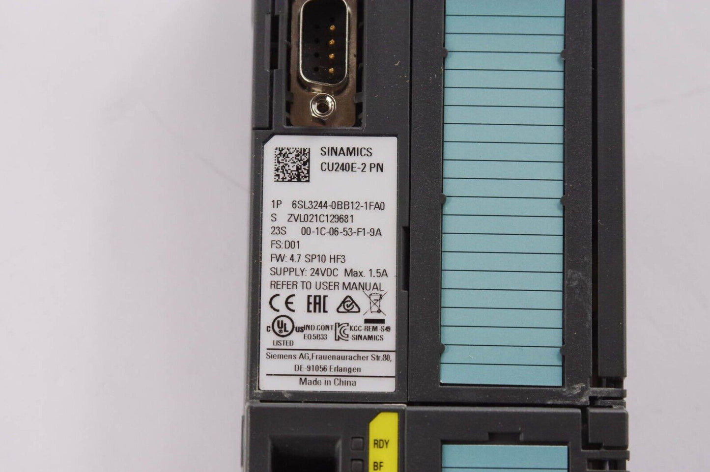 Siemens 6SL3244-0BB12-1FA0 / 6SL32440BB121FA0 Simamics CU240E-2 PN Control Unit