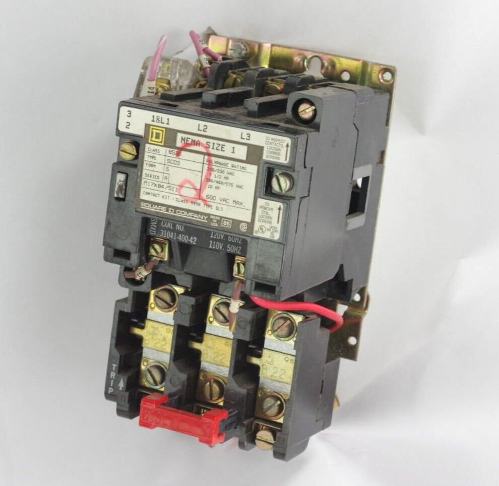 Square D 8536 Motor Starter Type SC03 Coil No. 31041-400-42 120V 60Hz/110V 50Hz