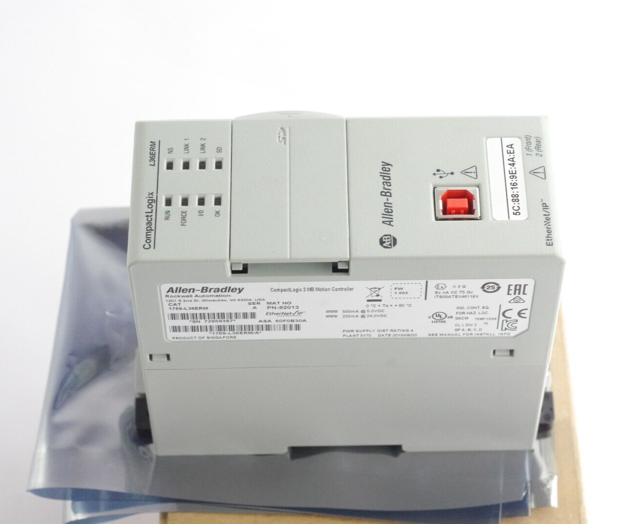 Allen Bradley 1769-L36ERM Series A CompactLogix 3MB Motion Controller