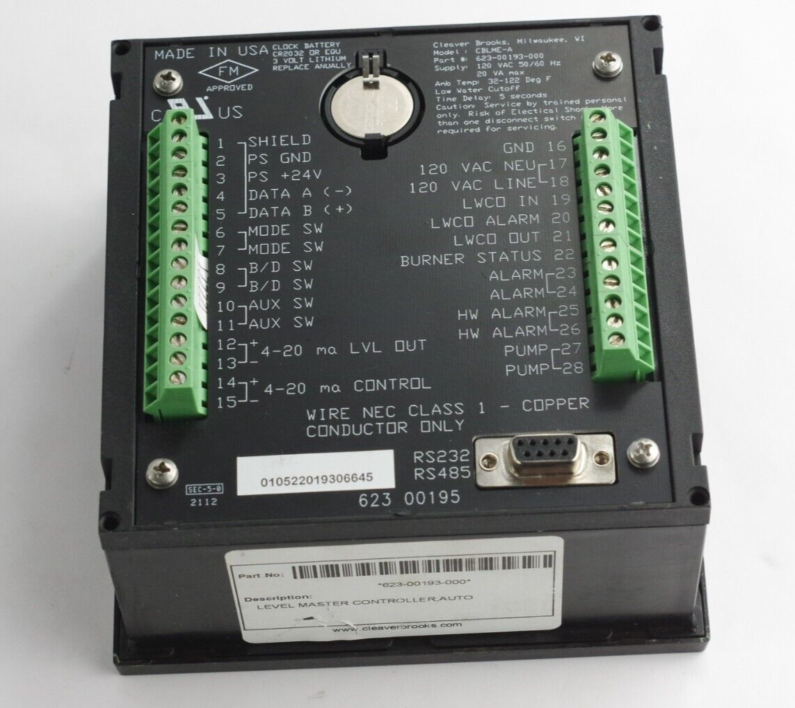 Cleaver Brooks 623-00193-000 Water Level Master Controller CBLME-A - Refurbished