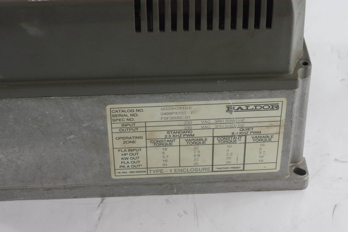 Baldor SD23H2A10-E AC Servo Drive 230V 23H - For Parts