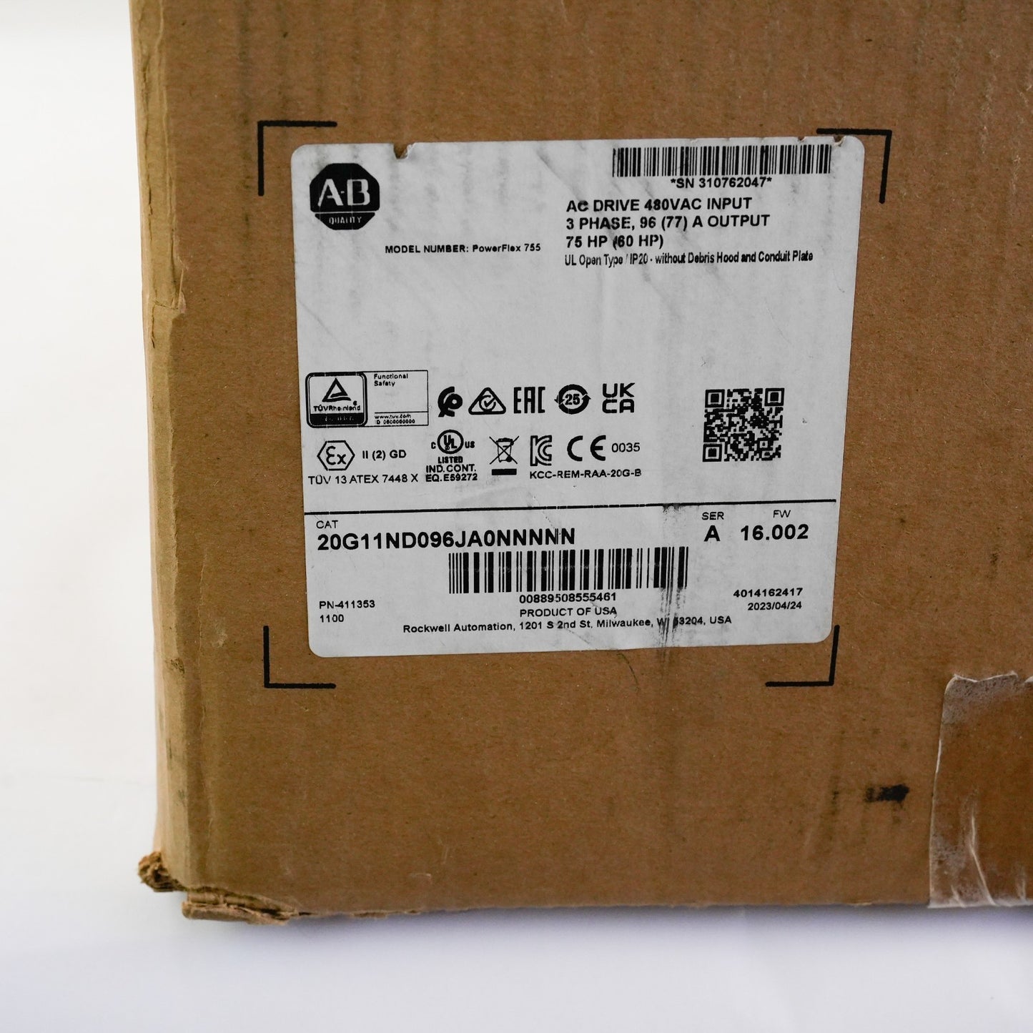 Allen Bradley 20G11ND096JA0NNNNN /A Powerflex 755 AC Drive 60HP - Open Box