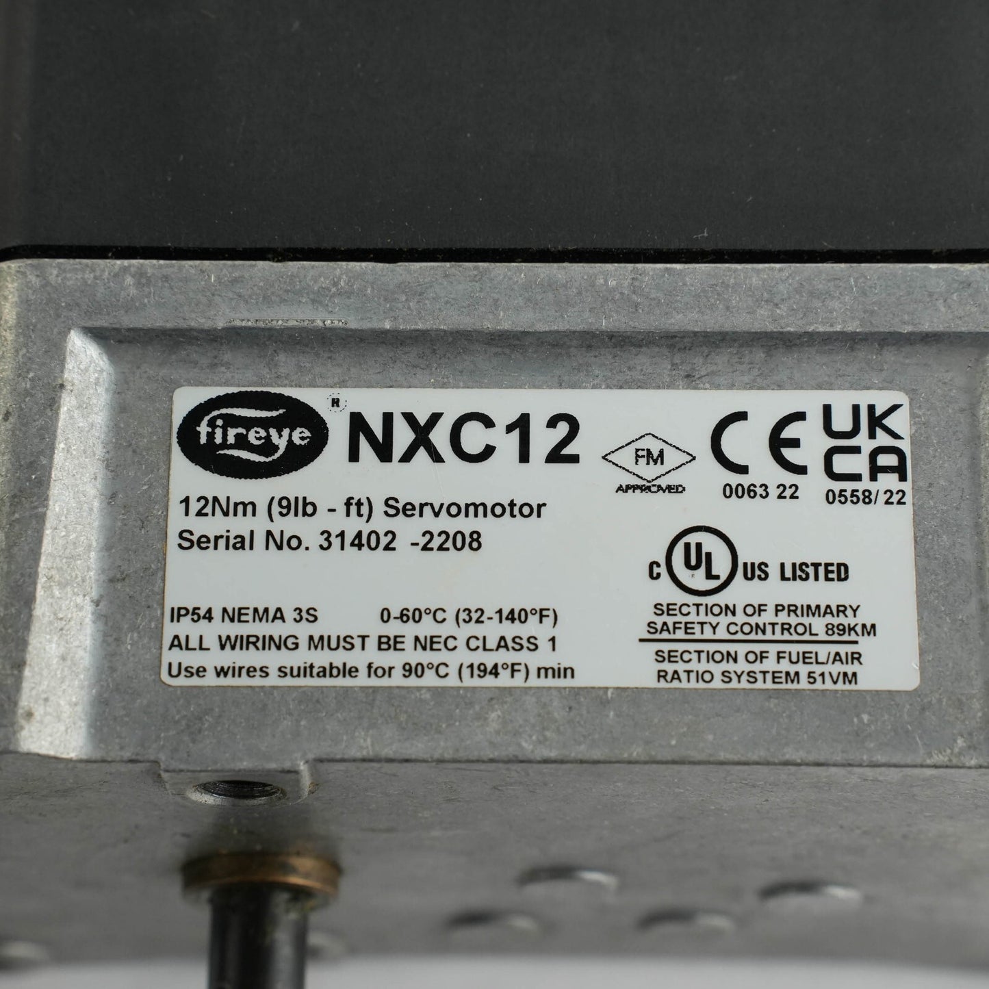 Fireye NXC12 4-Wire CANbus Servo Motor 9 ft lbs 12 Nm 50/60 Hz 24VAC Module Unit
