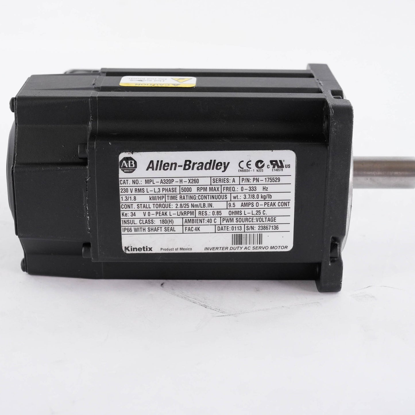 Allen Bradley MPL-A320P-H-X260 Low Inertia Servo Motor 230V 5000 RPM