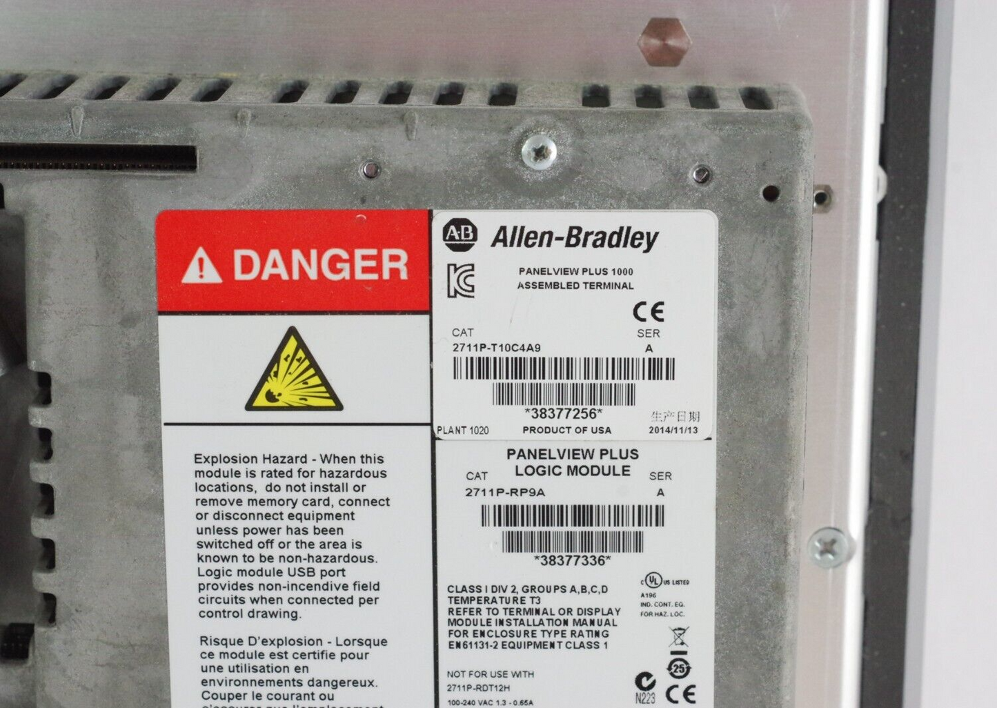 Allen Bradley 2711P-T10C4A9 /A PanelView Plus 1000 w/ 2711P-RP9A Logic RDT10C