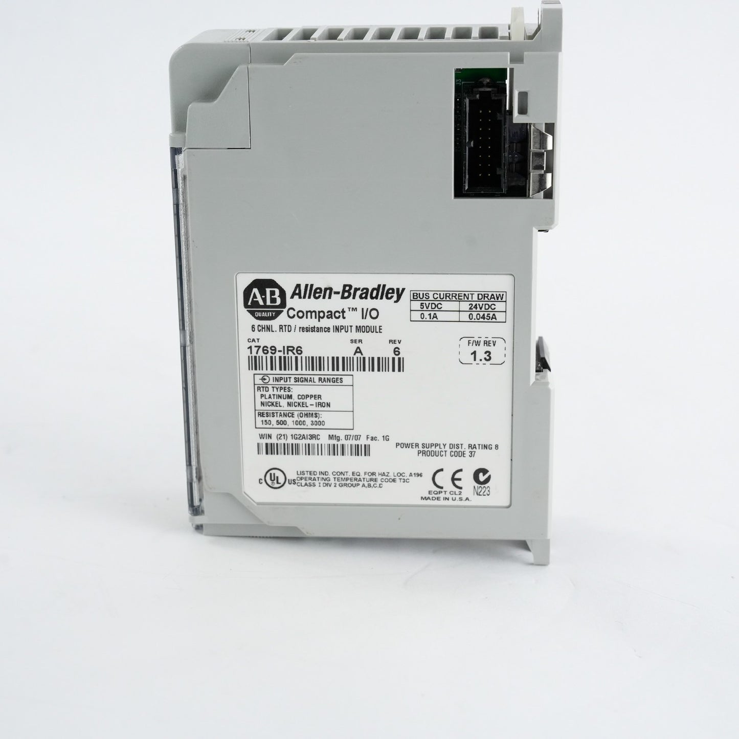 Allen Bradley 1769-IR6 /A Rev 6 F/W Rev 1.3 Compact I/O 6-Channel Input Module