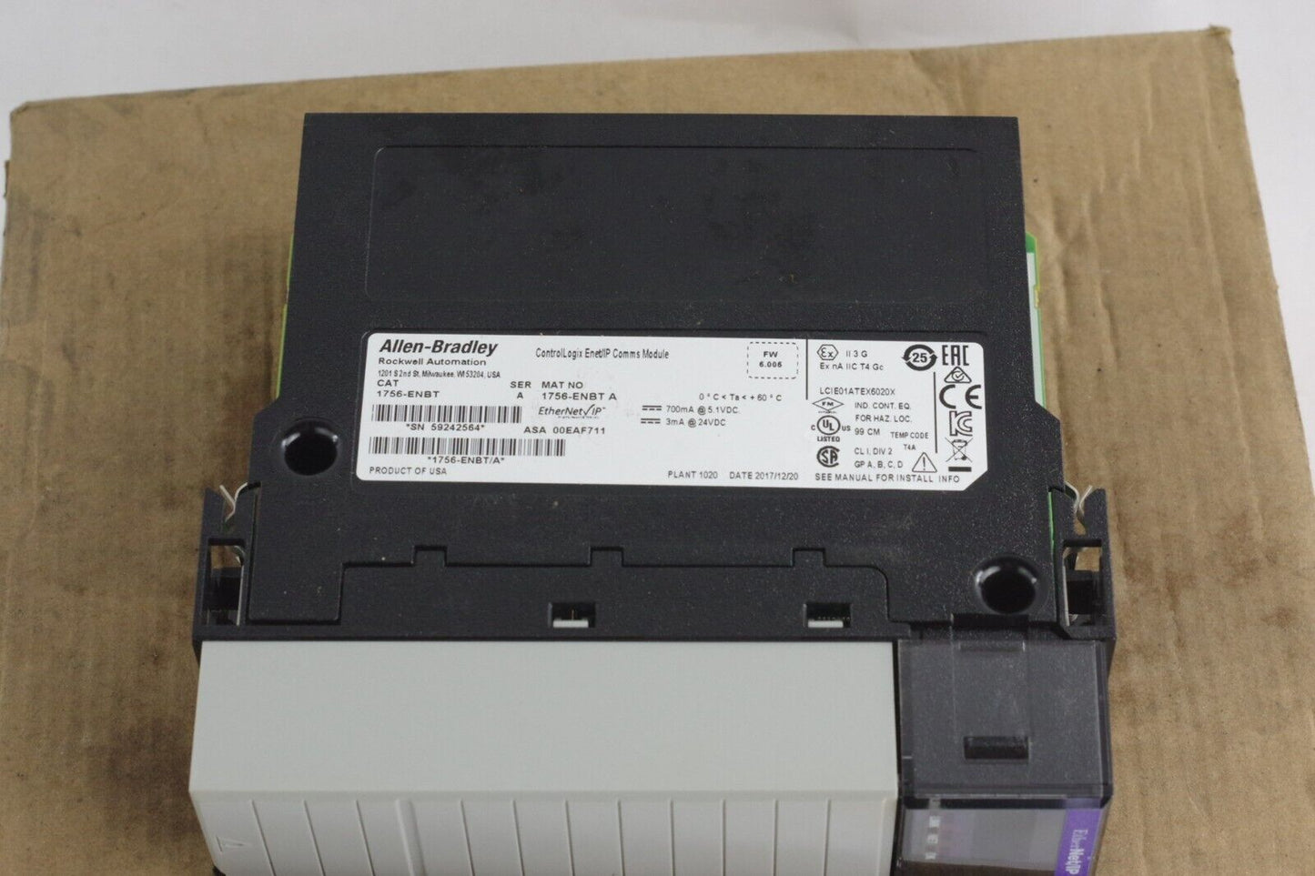 Allen Bradley 1756-ENBT Ser A ControlLogix EtherNet/IP Module PLC - Open Box
