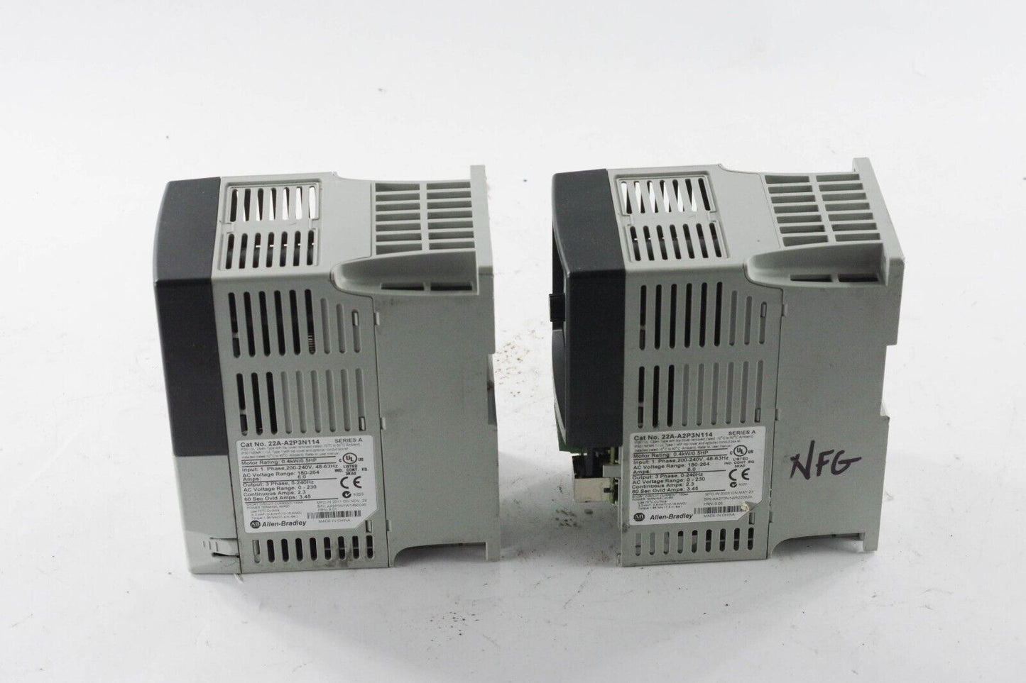 2x ALLEN BRADLEY 22A-A2P3N114 AC DRIVES - For Parts / Repair