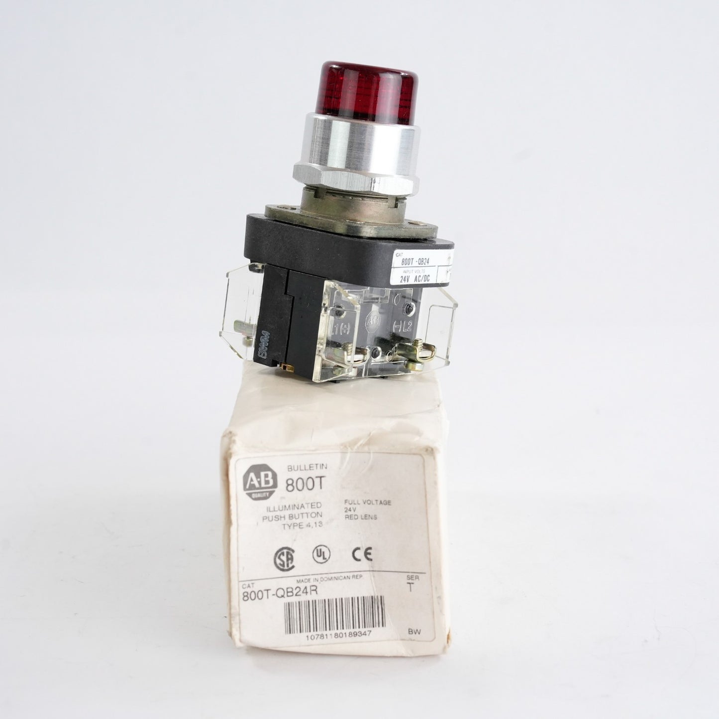 Allen Bradley 800T-QB24R /T Red Illuminated Pushbutton 800TQB24 - Open Box