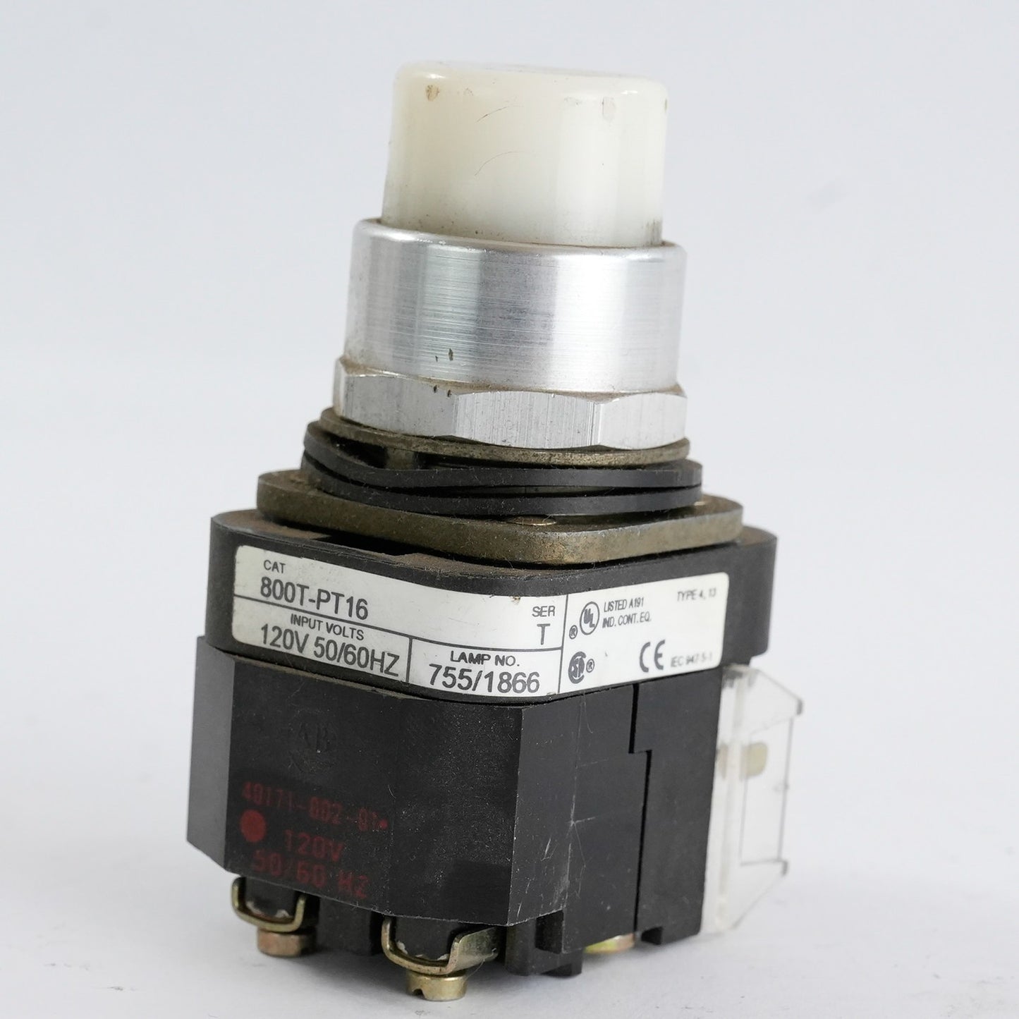 Allen Bradley 800T-PT16 /T White Pilot Light 120V 50/60Hz 800TPT16