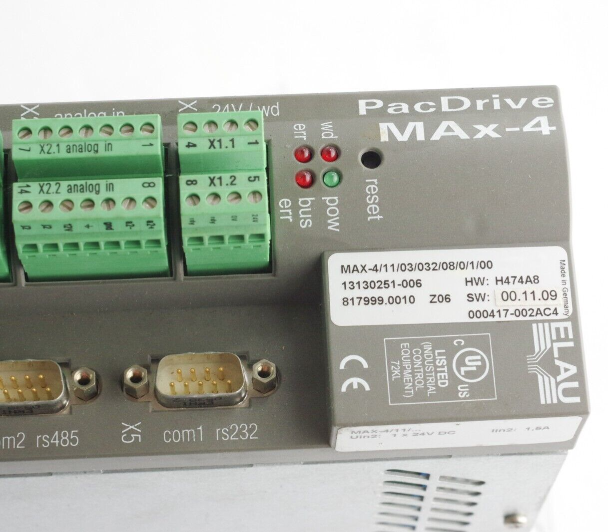 Schneider Electric Elau Pacdrive Servo Controller MAX-4/11/03/032/08/0/1/00 H474