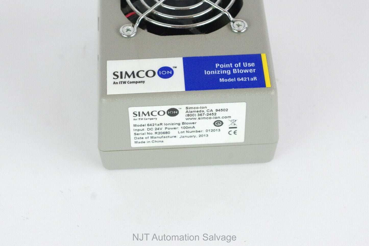 SIMCO-ION IONIZING BLOWER 6421aR 24V DC - Siemens Centaur XP
