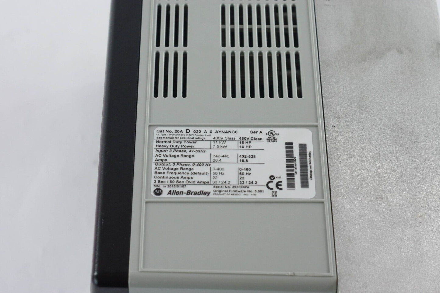 Allen Bradley Powerflex 70 20AD022A0AYNANC0 AC Drive 15HP - Refurbished