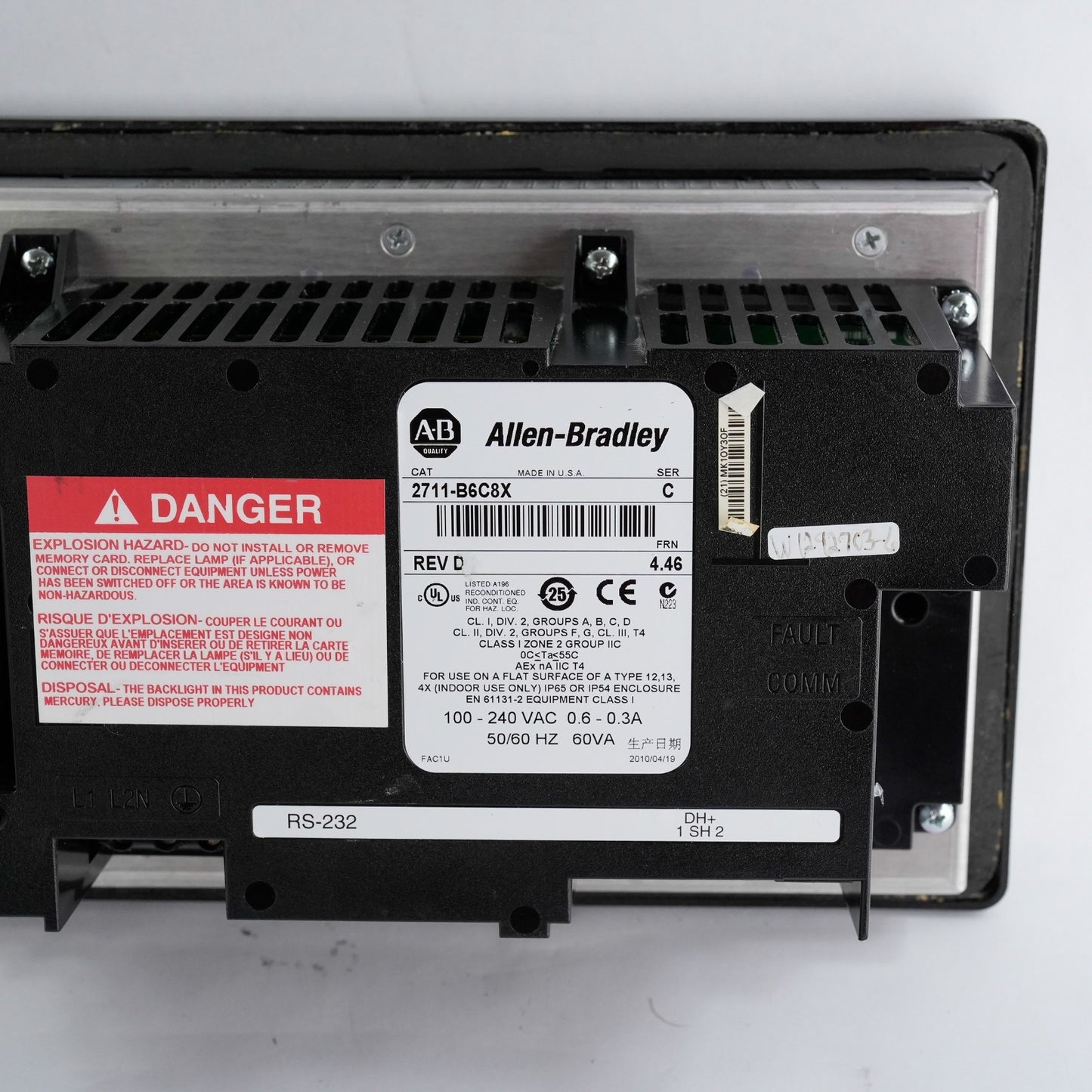 Allen Bradley 2711-B6C8X Ser B Rev D FRN 4.46 PanelView 600 / 2711-B6C8