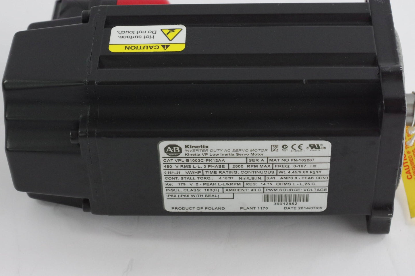 Allen Bradley VPL-B1003C-PK12AA /A 3-Phase Kinetix AC Servo Motor - Without Box