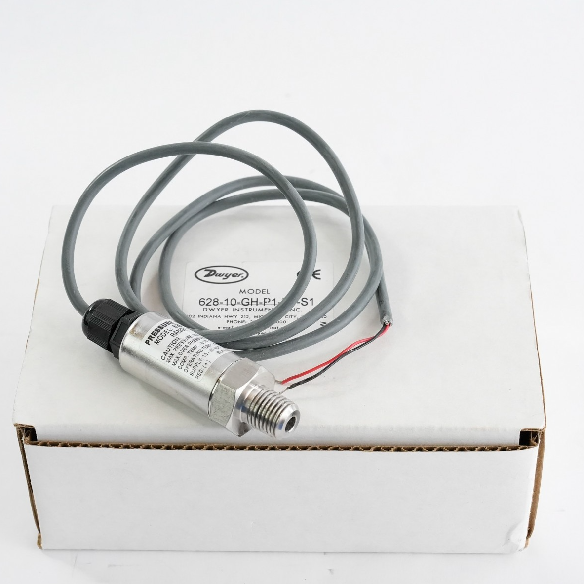 Dwyer 628-10-GH-P1-E1-S1 / 62810GHP1E1S1 Pressure Sensor, Transmitter, Gauge, 0