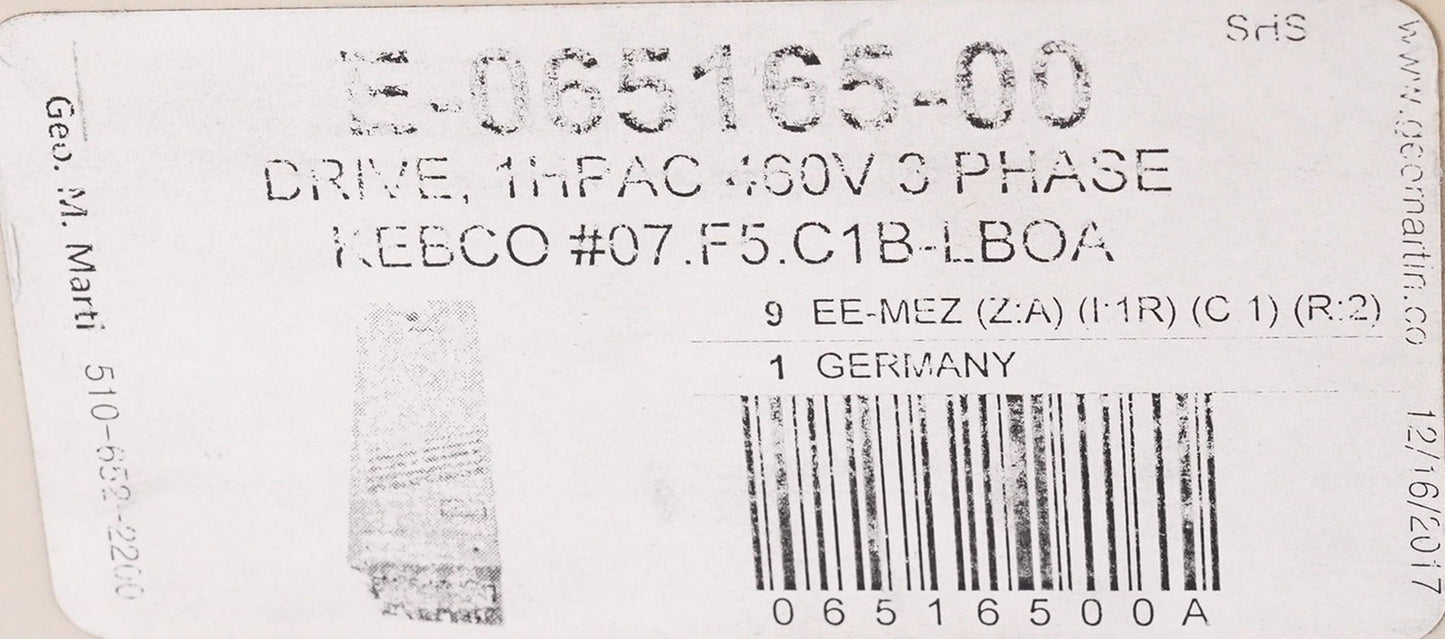 KEB Combivert 07.F5.C1B-LB0A F5 AC Drive 460V 3-Phase 07F5C1BLB0A