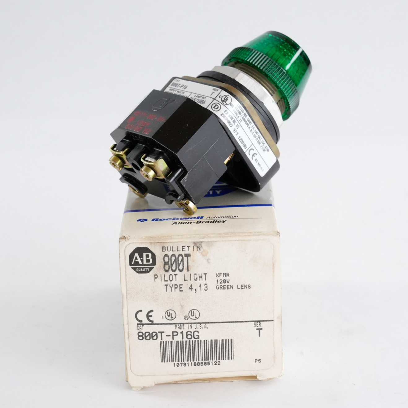 Allen Bradley 800T-P16G /T Green Pilot light 120V 800TP16G - Open Box