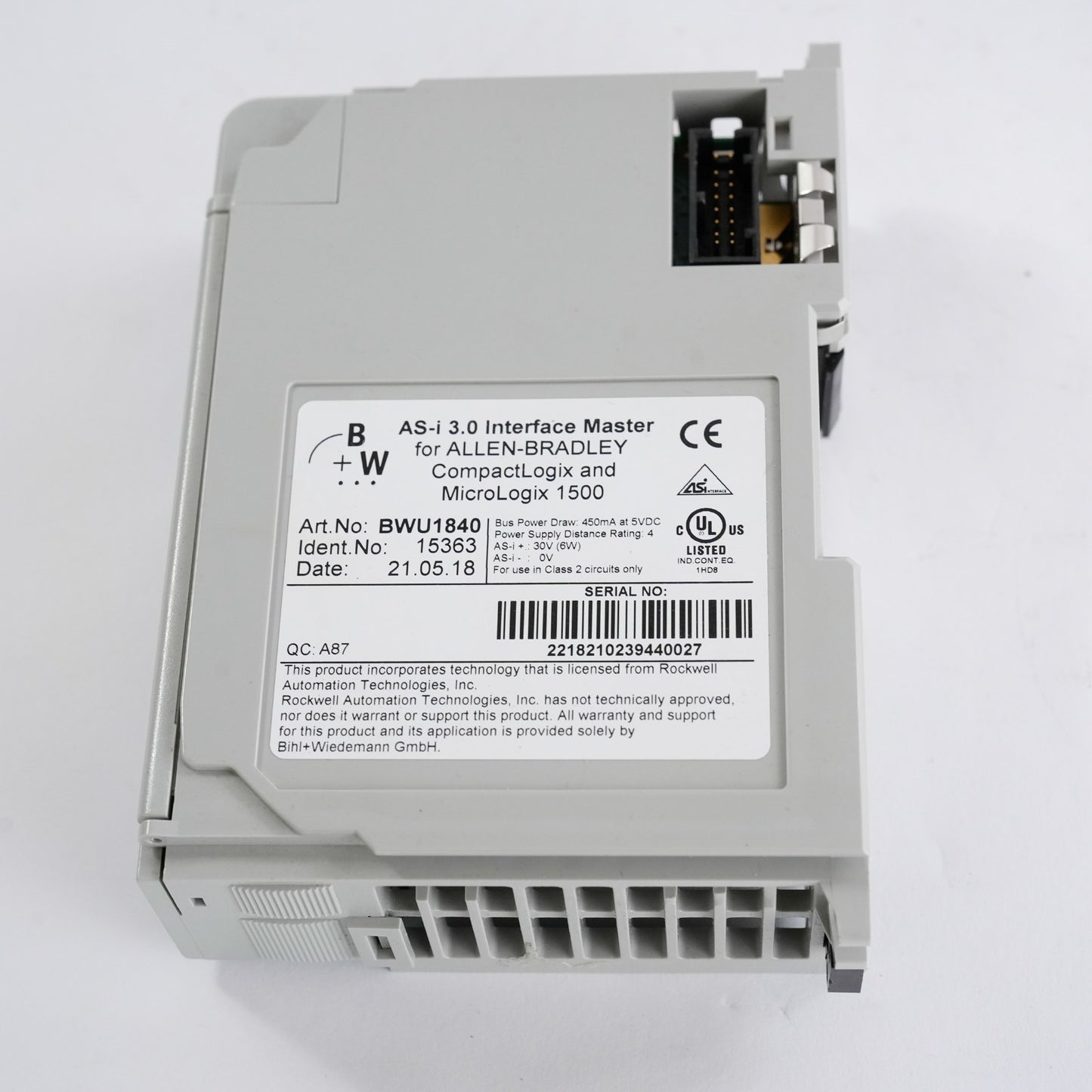Bihl & Wiedemann BWU1840 ASi 3.0 Interface Master for Allen Bradley
