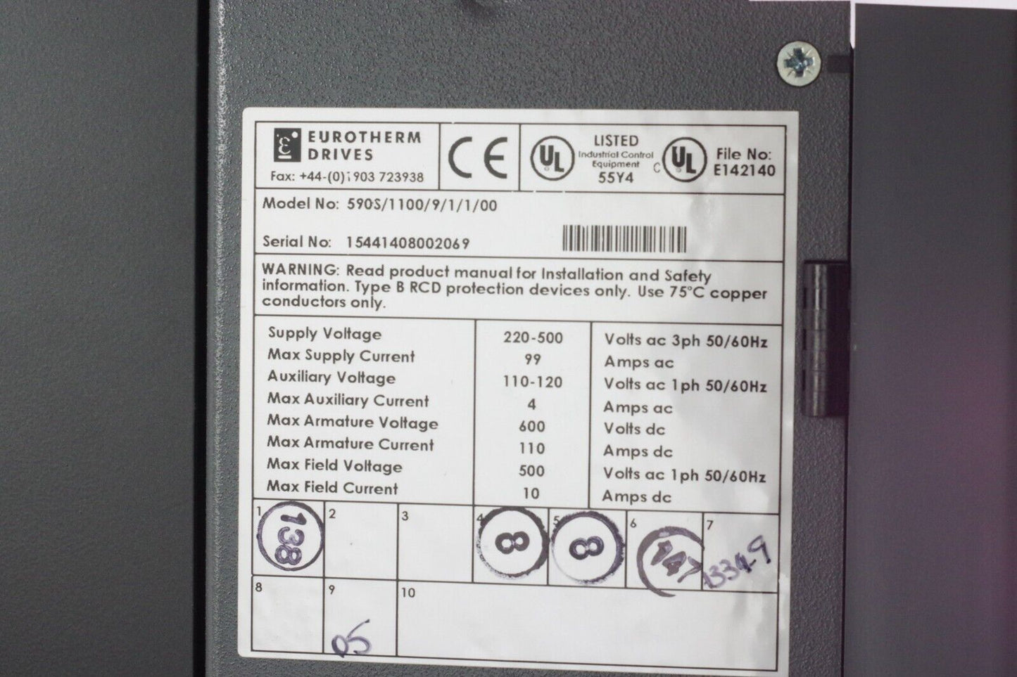 Parker Eurotherm DC Drive 590S/1100/9/1/1/00 220-500V 99A 3-Phase + Warranty