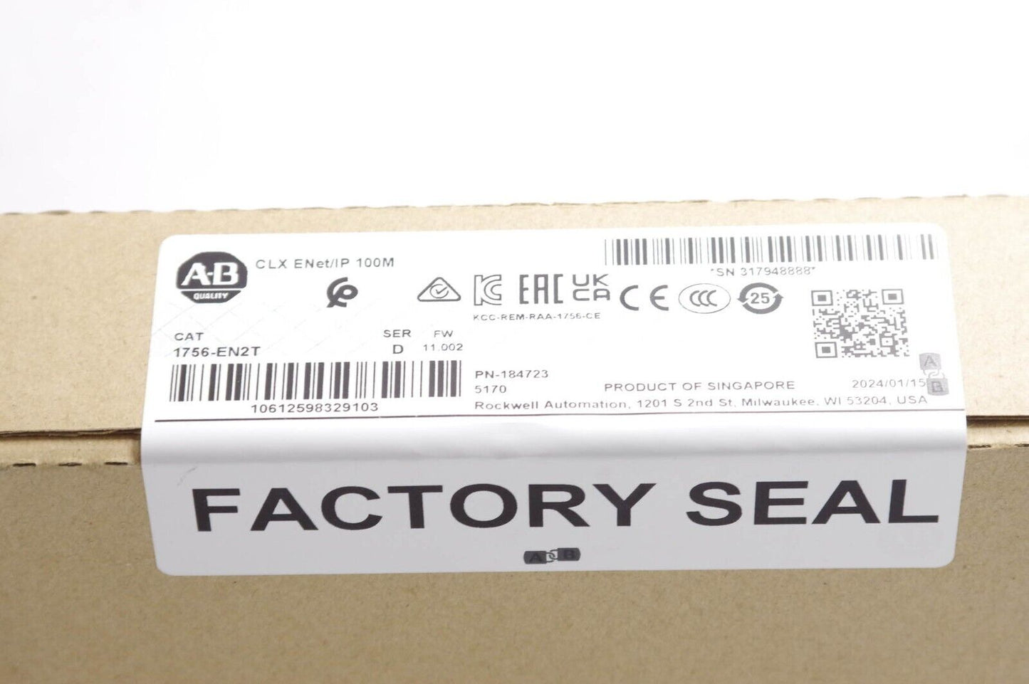 Allen Bradley 1756-EN2T / 1756EN2T / D ControlLogix EtherNet/IP 10/100 Bridge