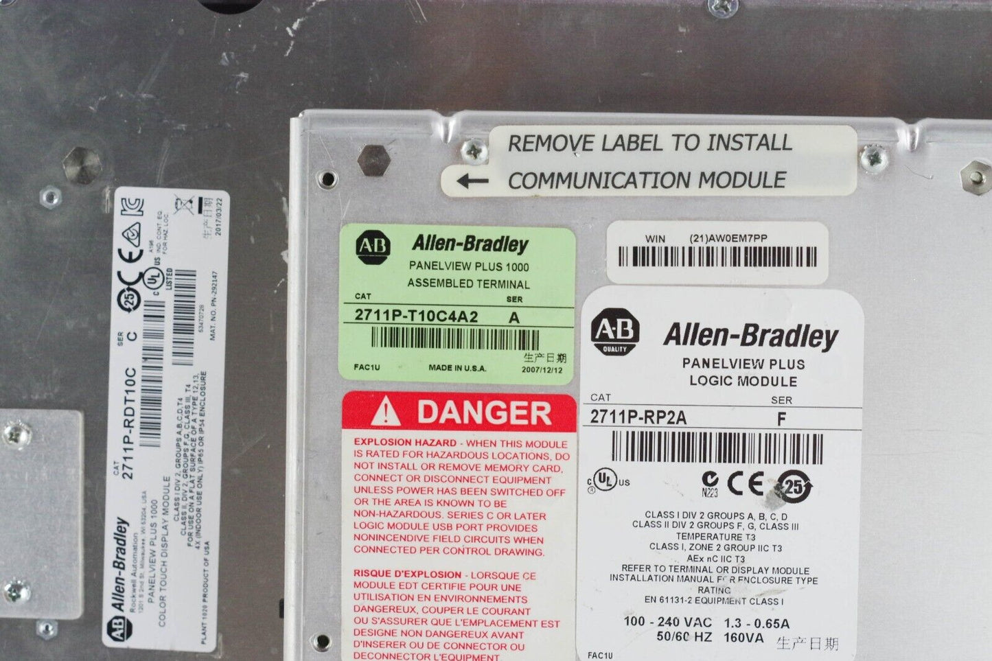Allen Bradley 2711P-T10C4A2 PanelView Plus 1000 | RP2A F + RDT10C - New Overlay