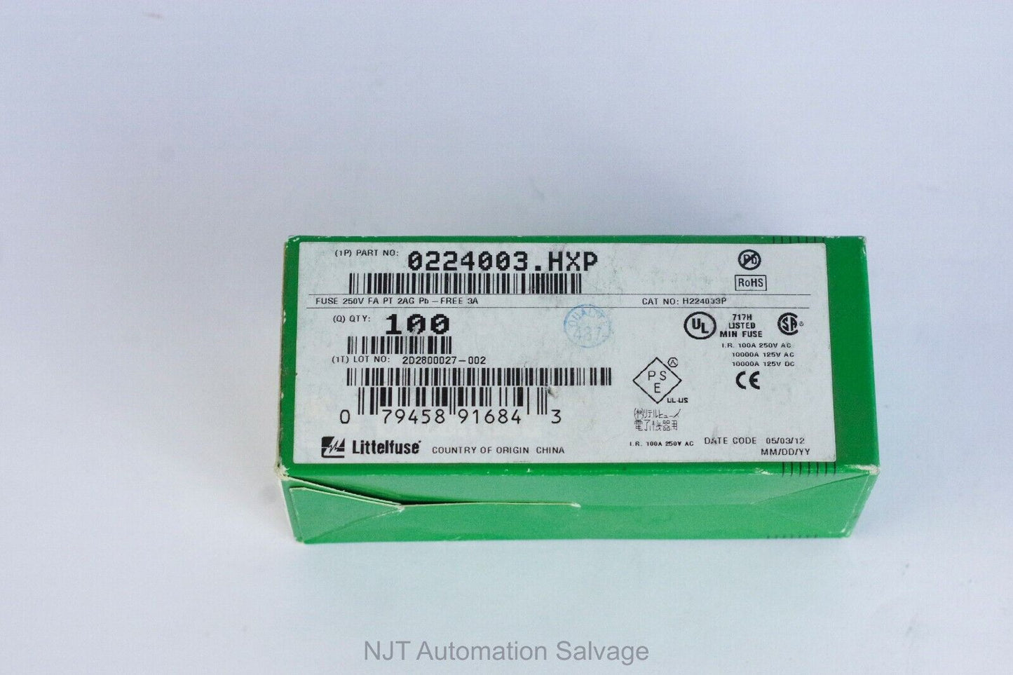 100x LITTELFUSE 0224003.HXP FUSE AXIAL 3A 5 X 15MM FAST ACTING 250V (100 Fuses)
