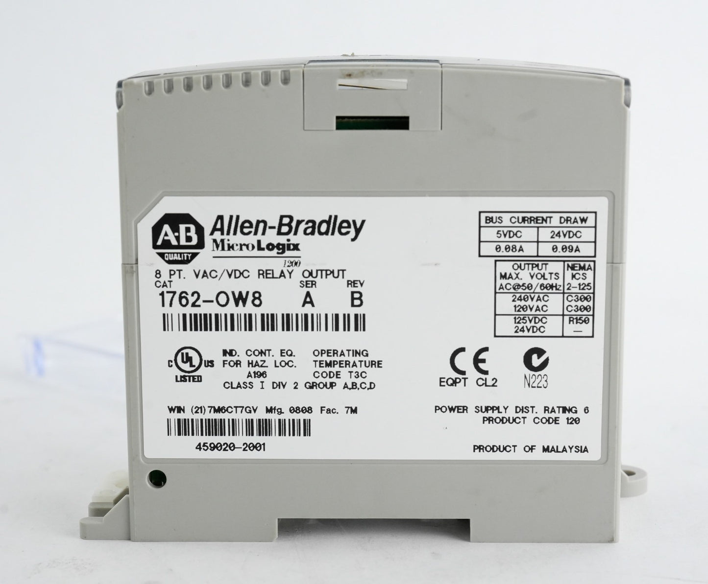 Allen Bradley 1762-OW8 /A MicroLogix 8 Point VAC/VDC Relay Output Module