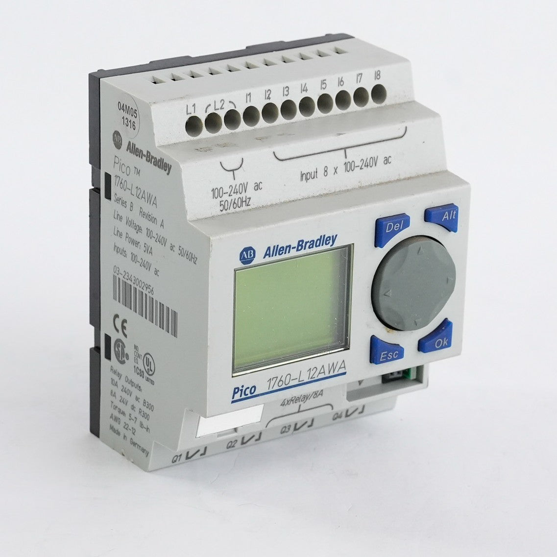 Allen Bradley 1760-L12AWA /B Rev A Pico Controller 120-240VAC 50/60Hz 1760L12AWA