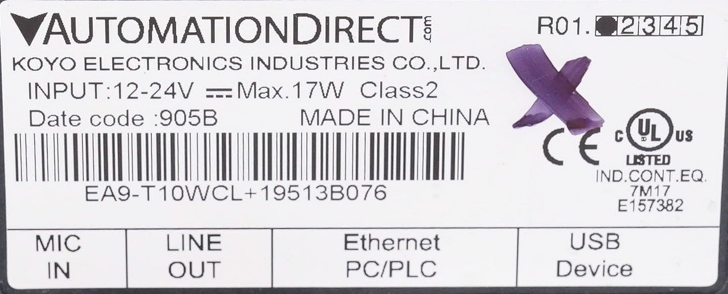 AutomationDirect C-more EA9-T10WCL 10" HMI Display Panel EA9T10WCL