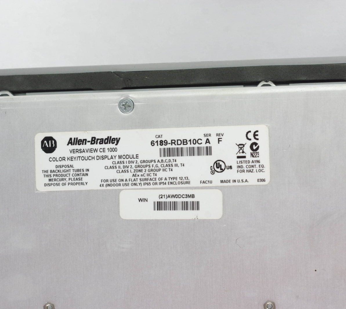 Allen Bradley 6189-RDB10C /A Rev F VersaView CE 1000 Color Display - Refurbished