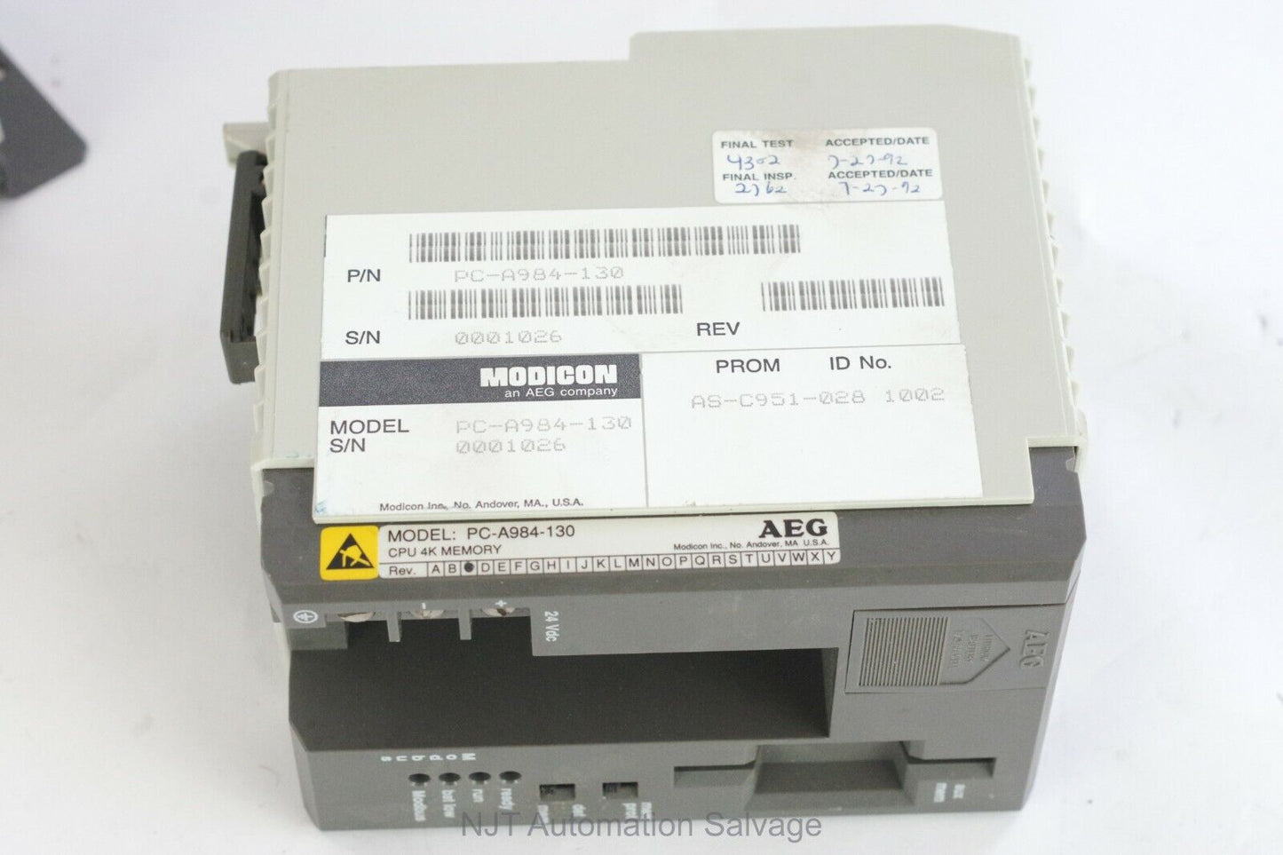 AEG Modicon Compact PC-A984-130 CPU 4K Memory Rev. C PCA984130 CPU