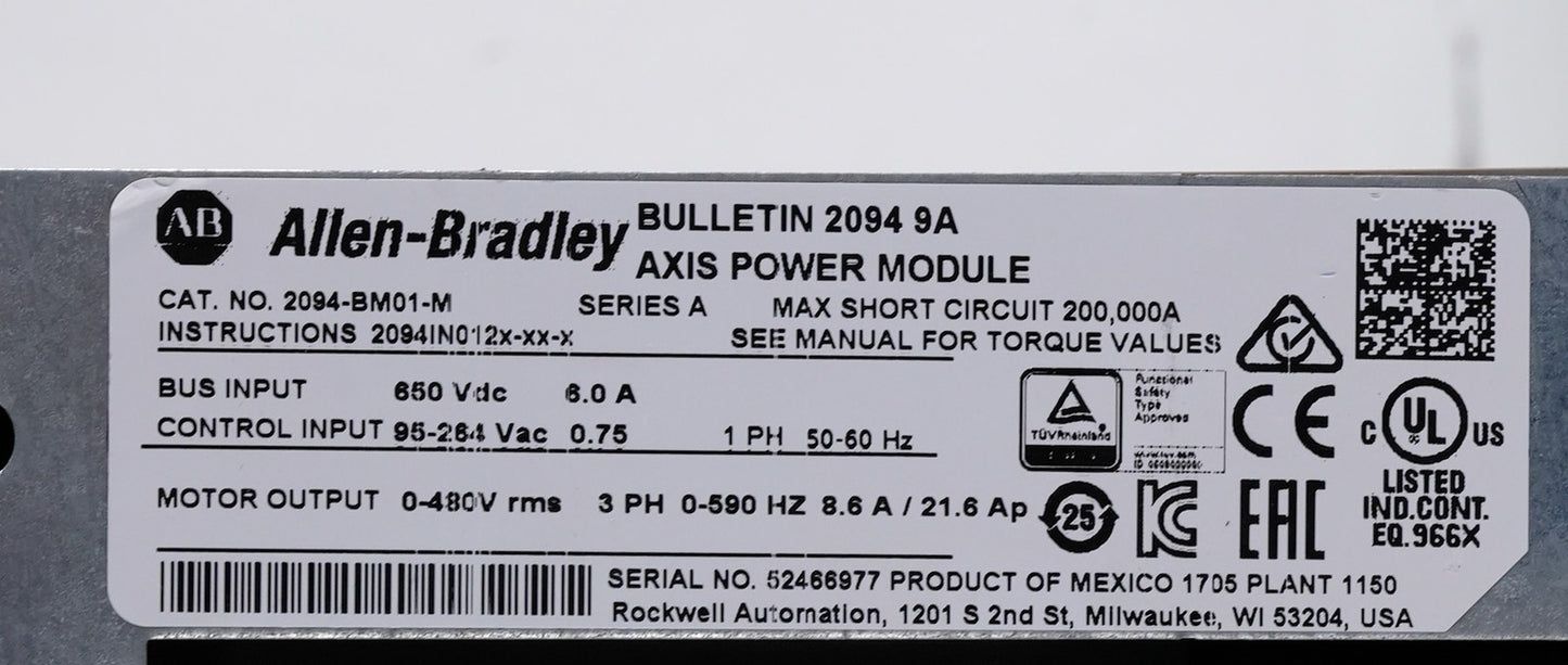 Allen Bradley 2094-BM01-M /A Bulletin 2094 Axis Power Module 2094BM01M +Warranty