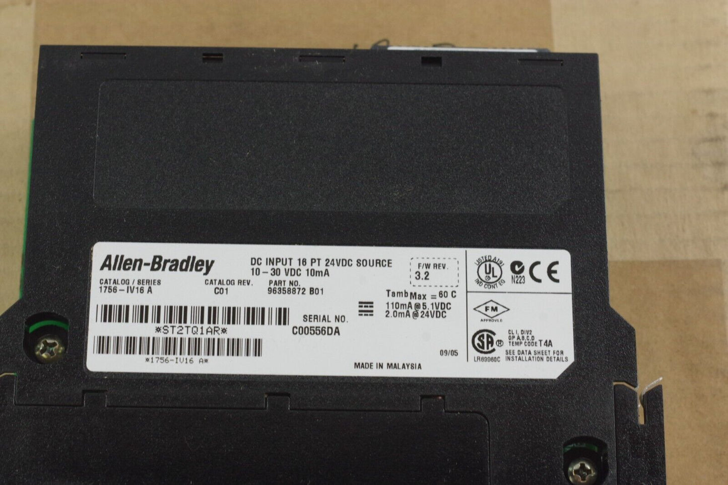 Allen Bradley 1756-IV16 Ser A C01 F/W Rev 3.2 16Point DC Input Module - Open Box