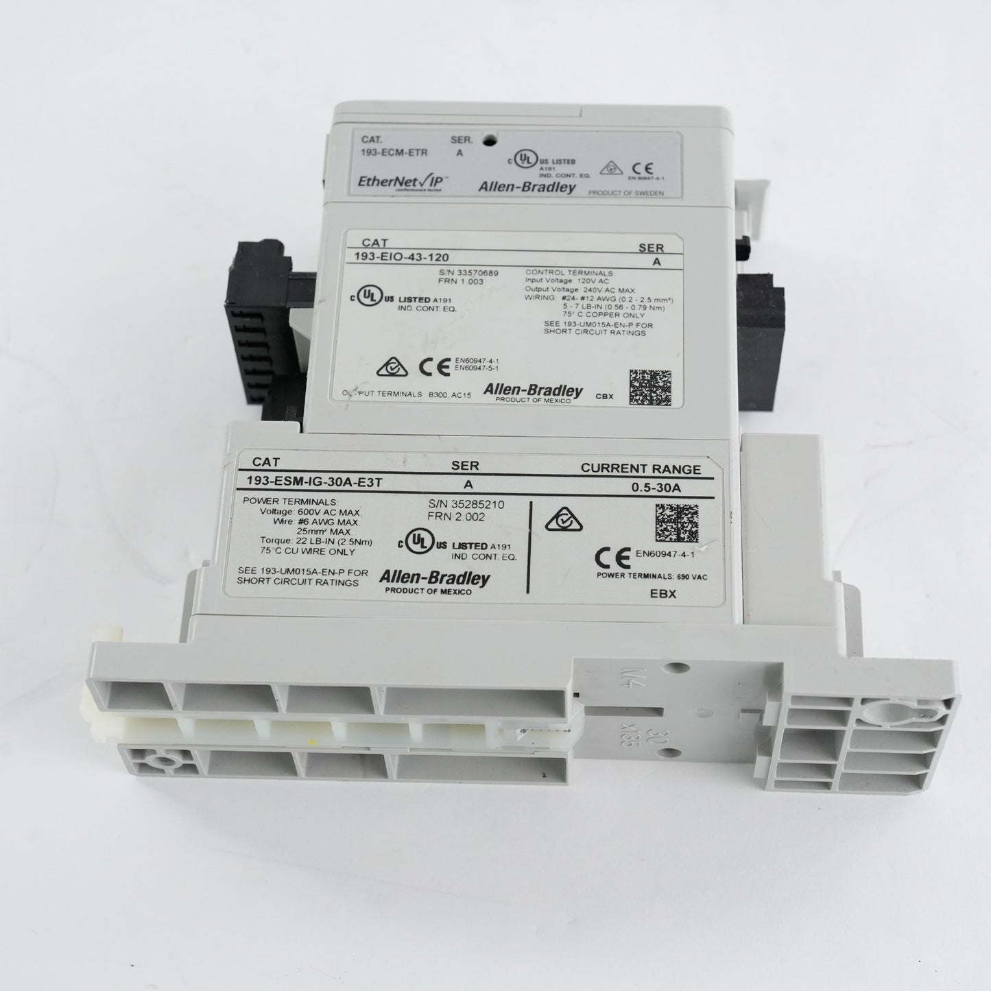 Allen Bradley 193-ESM-IG-30A-E3T Ser A Sensing module 193-ECM-ETR + 193-EIO-43-1