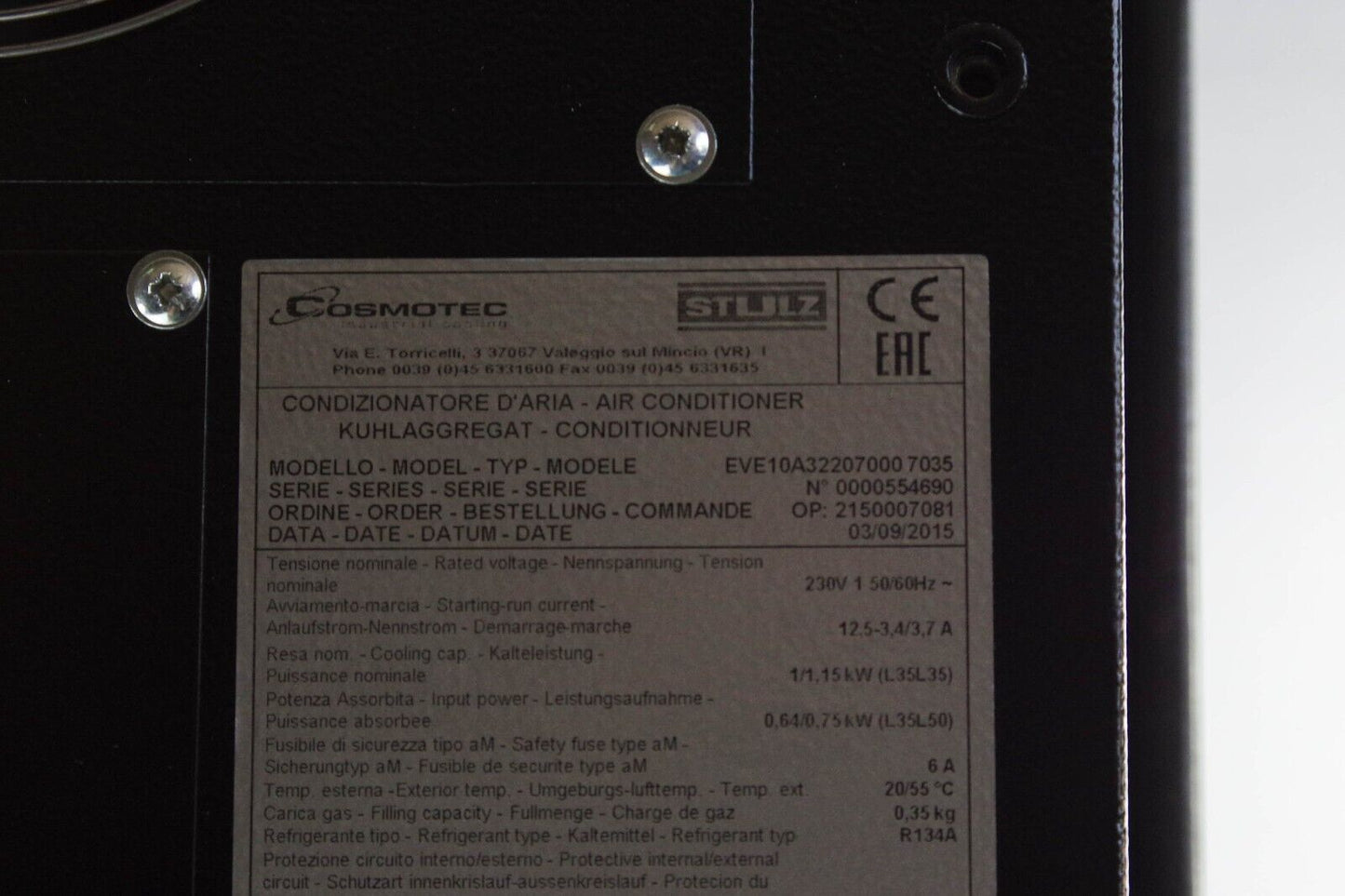STULZ Cosmotec EVE10A32207000 7035 / EVE10A322070007035 Air Conditioner AC Unit