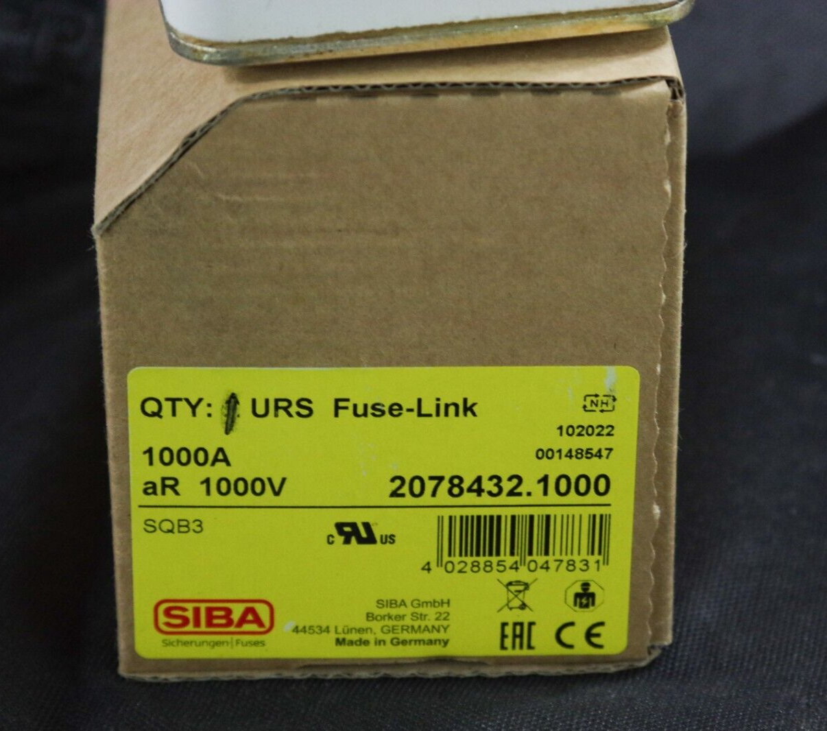 1x SIBA SQB3 ULTRA RAPID FUSE 2078432.1000 aR 1000V 1000A Fuse-Link