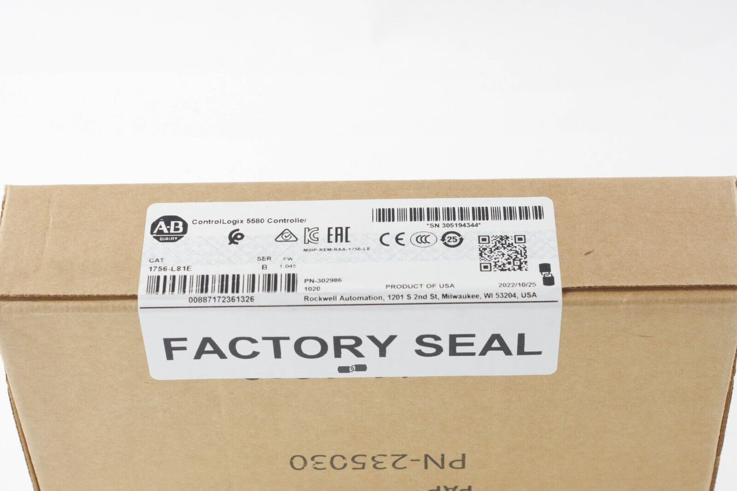 Allen-Bradley 1756-L81E /B ControlLogix Processor - New Surplus (Sealed)