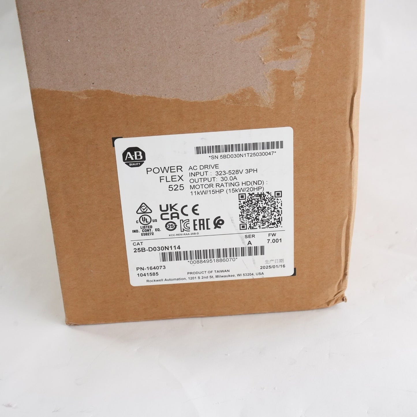 Allen Bradley 25B-D030N114 /A PF 525 Drive 480V 20HP - Open Box