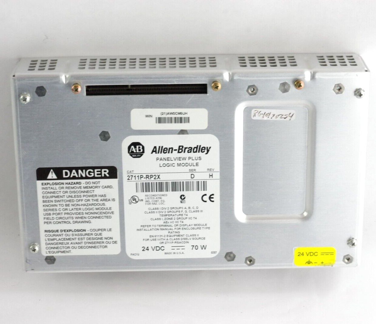 Allen Bradley 2711P-RP2X /D Rev H Panelview Plus Logic Module / 2711P-RP2 RW2 /G