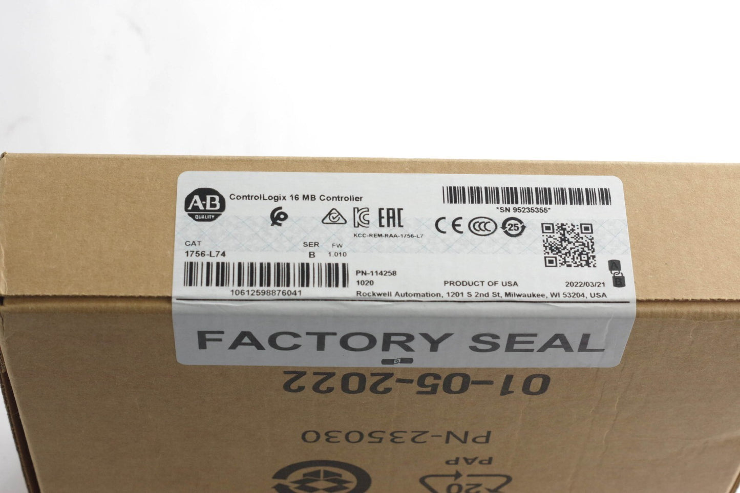 2022 Allen Bradley 1756-L74 Ser B ControlLogix 16MB Processor - Sealed Surplus