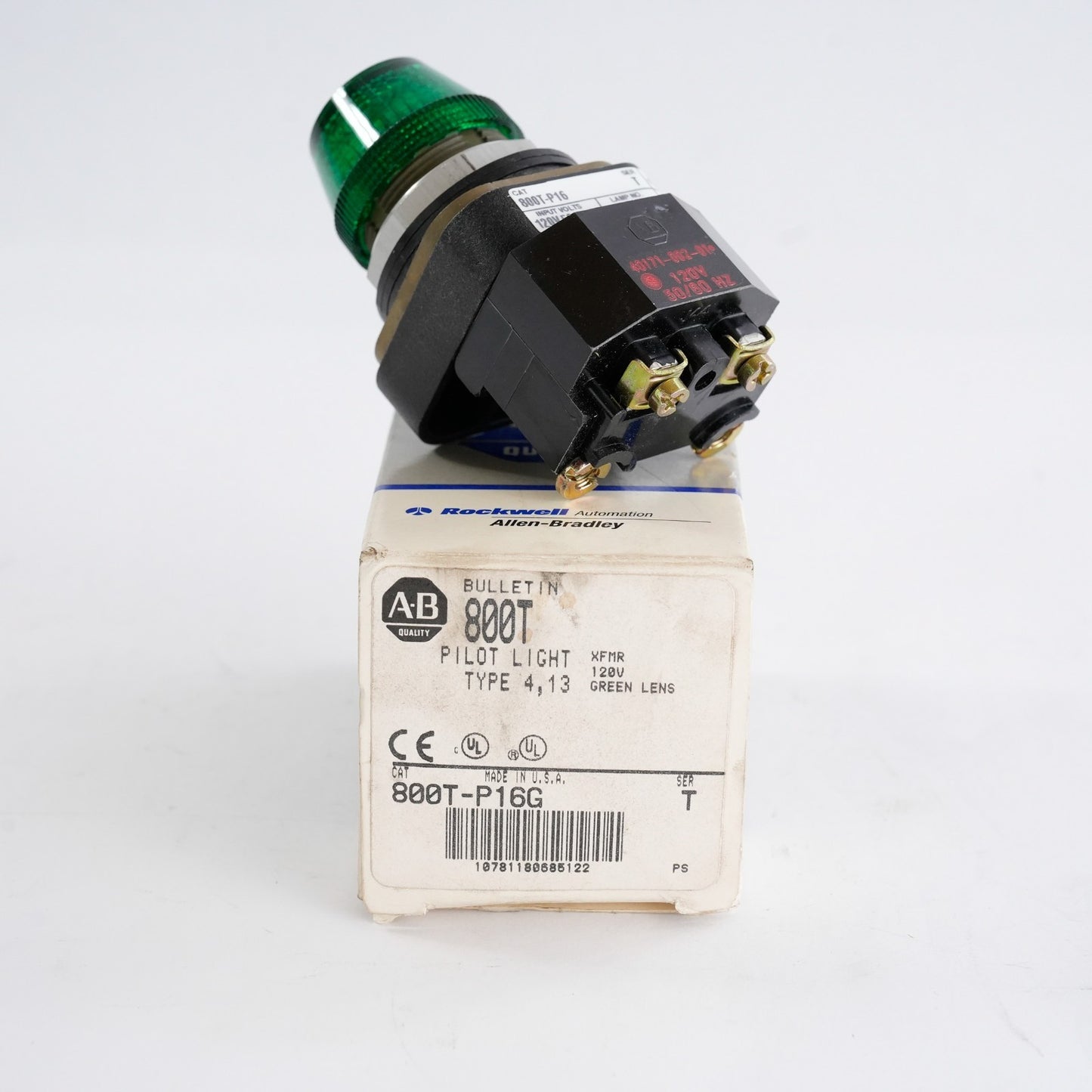 Allen Bradley 800T-P16G /T Green Pilot light 120V 800TP16G - Open Box