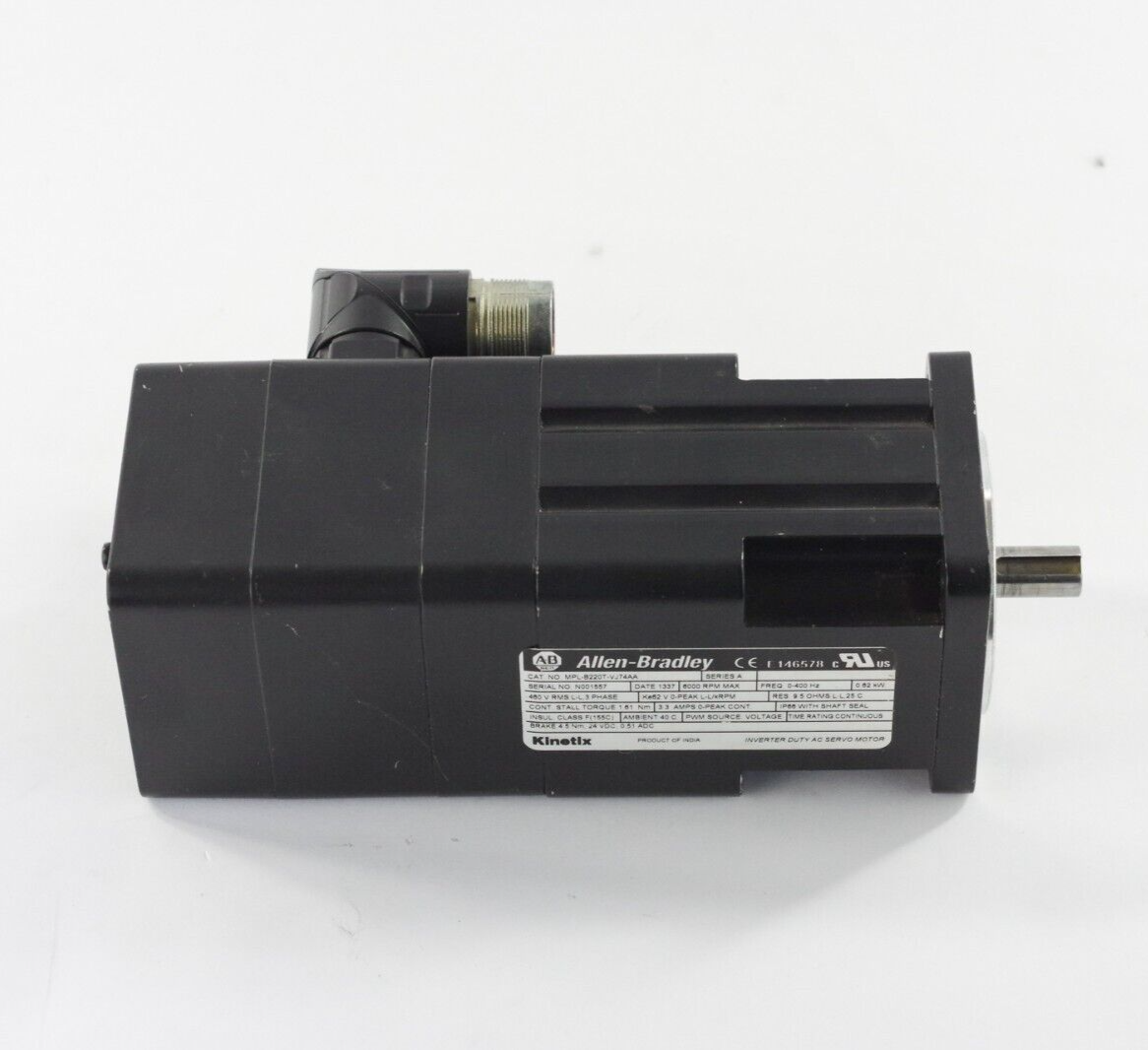 Allen Bradley MPL-B220T-VJ74 AA Servo Motor MPLB220TVJ74AA Ser A 6000 RPM