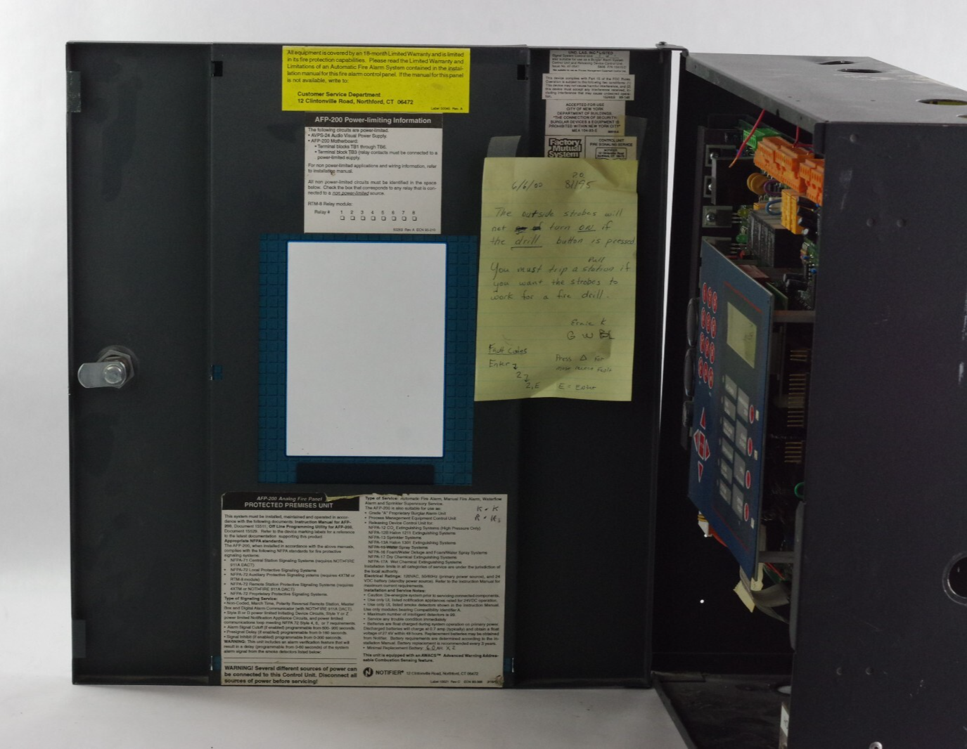 NOTIFIER AFP-200 Fire Detection Alarm System Control Panel - FOR PARTS