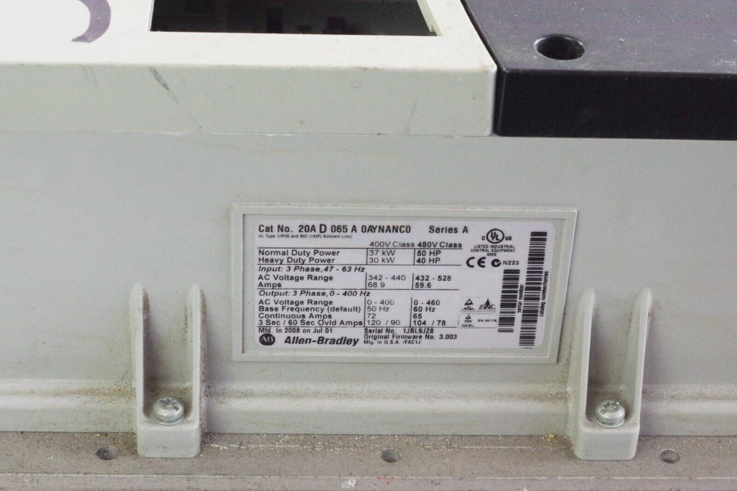 Allen Bradley 20AD065A0AYNANC0 Ser A PowerFlex 70 AC Drive 50hp - For Parts