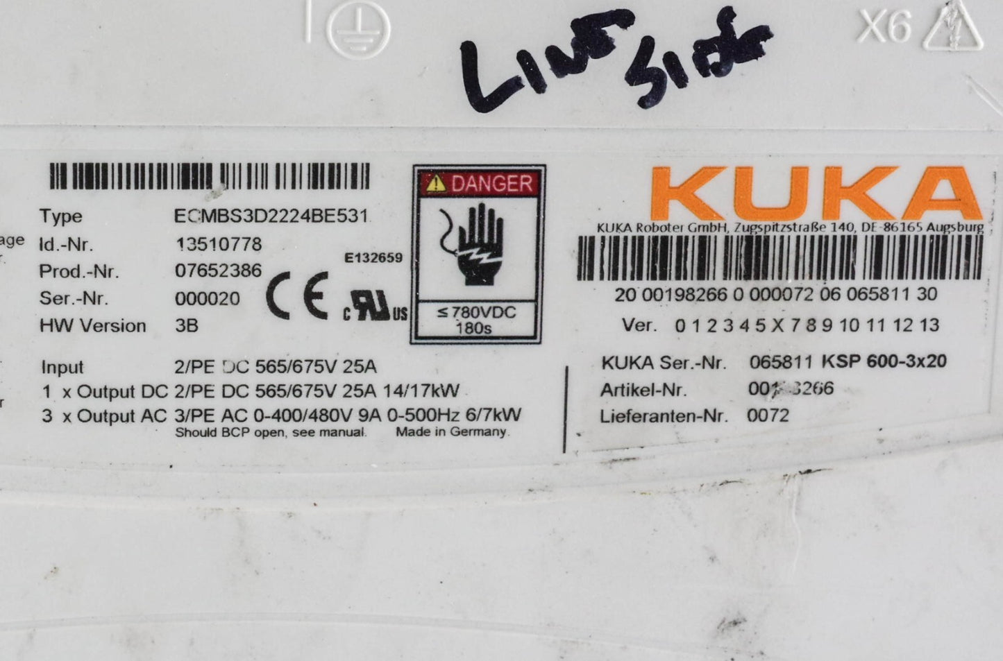 KUKA ECMBS3D2224BE531 KSP 600-3x20 Robot Servo Pack - For Parts