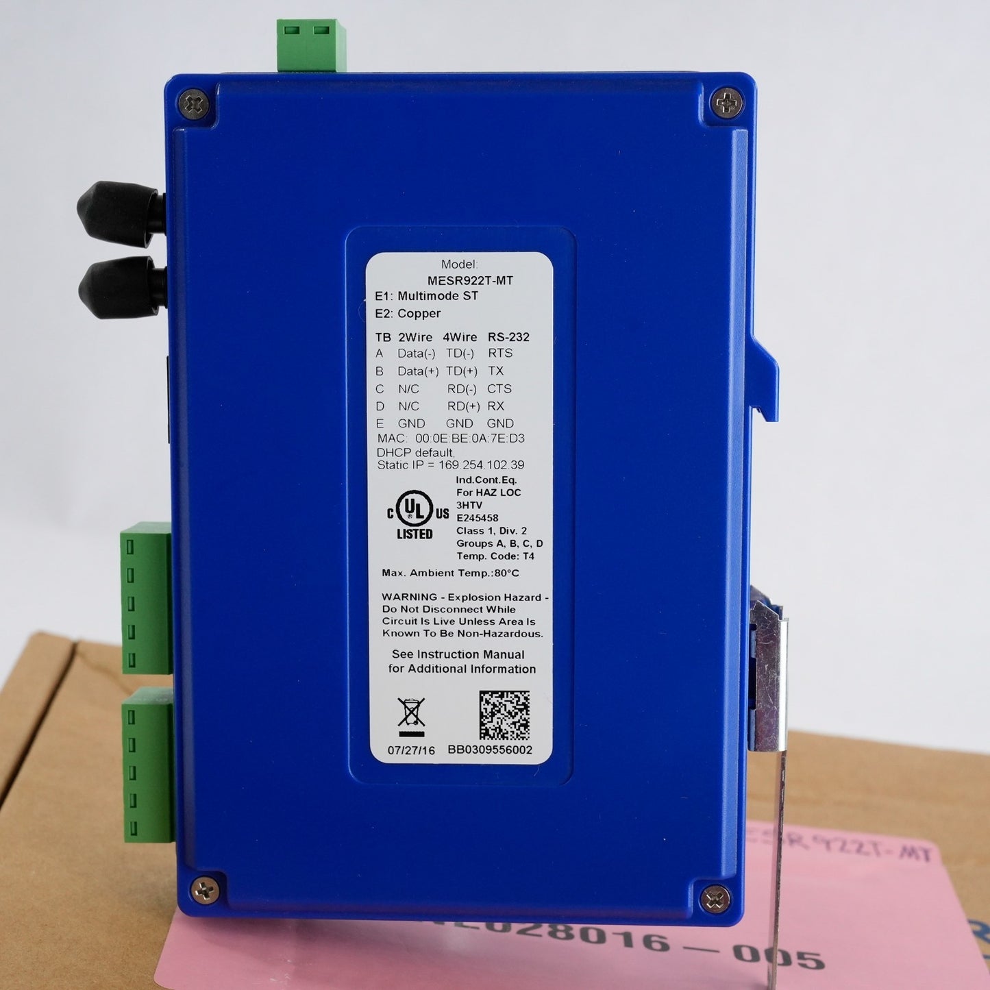 B&B Electronics VLinx MESR922T-MT / MESR922TMT - Open Box