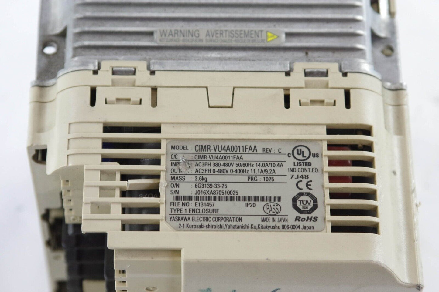 Yaskawa CIMR-VU4A0011FAA / CIMRVU4A0011FAA Model V1000 - For Parts or Repair