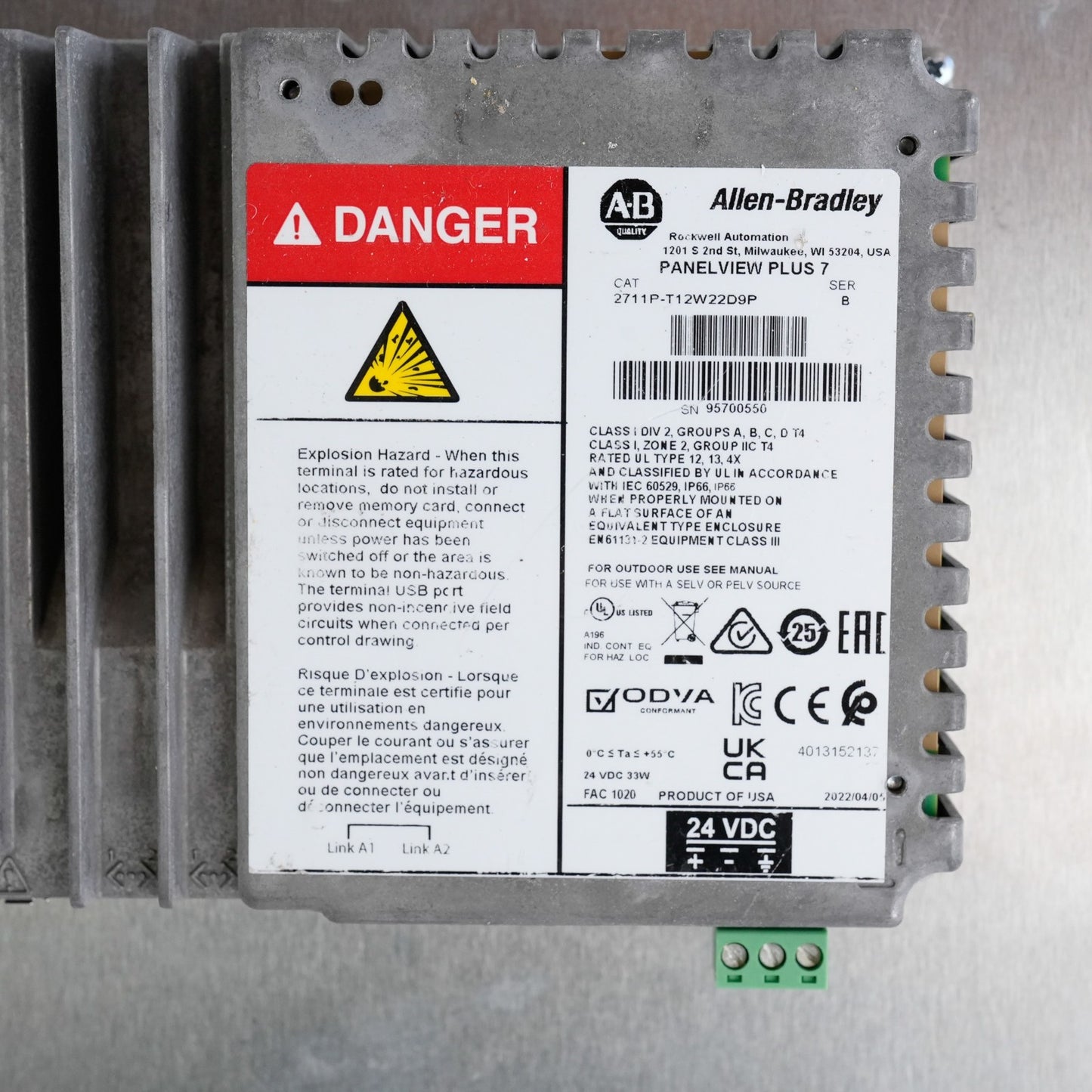 Allen Bradley 2711P-T12W22D9P /B PanelView Plus 7 Operator Interface Series B